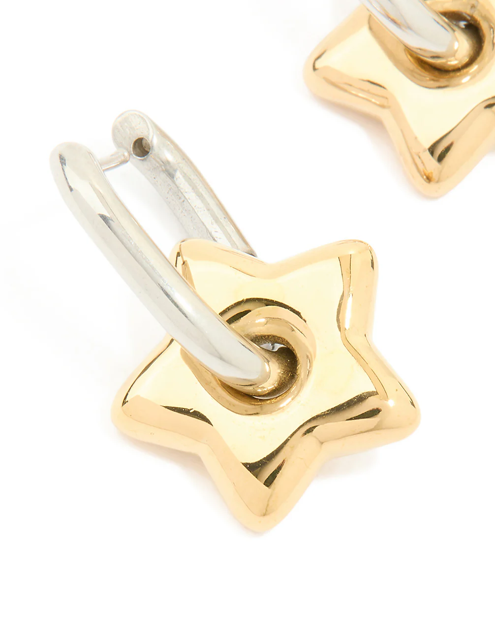 Waterproof Mixed Metals Plated Stainless Steel Small Star Huggie Earrings - Image 4