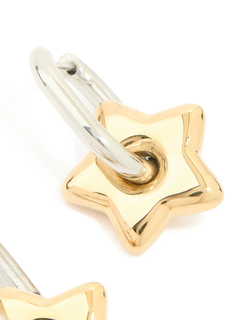 Waterproof Mixed Metals Plated Stainless Steel Small Star Huggie Earrings - Image 5