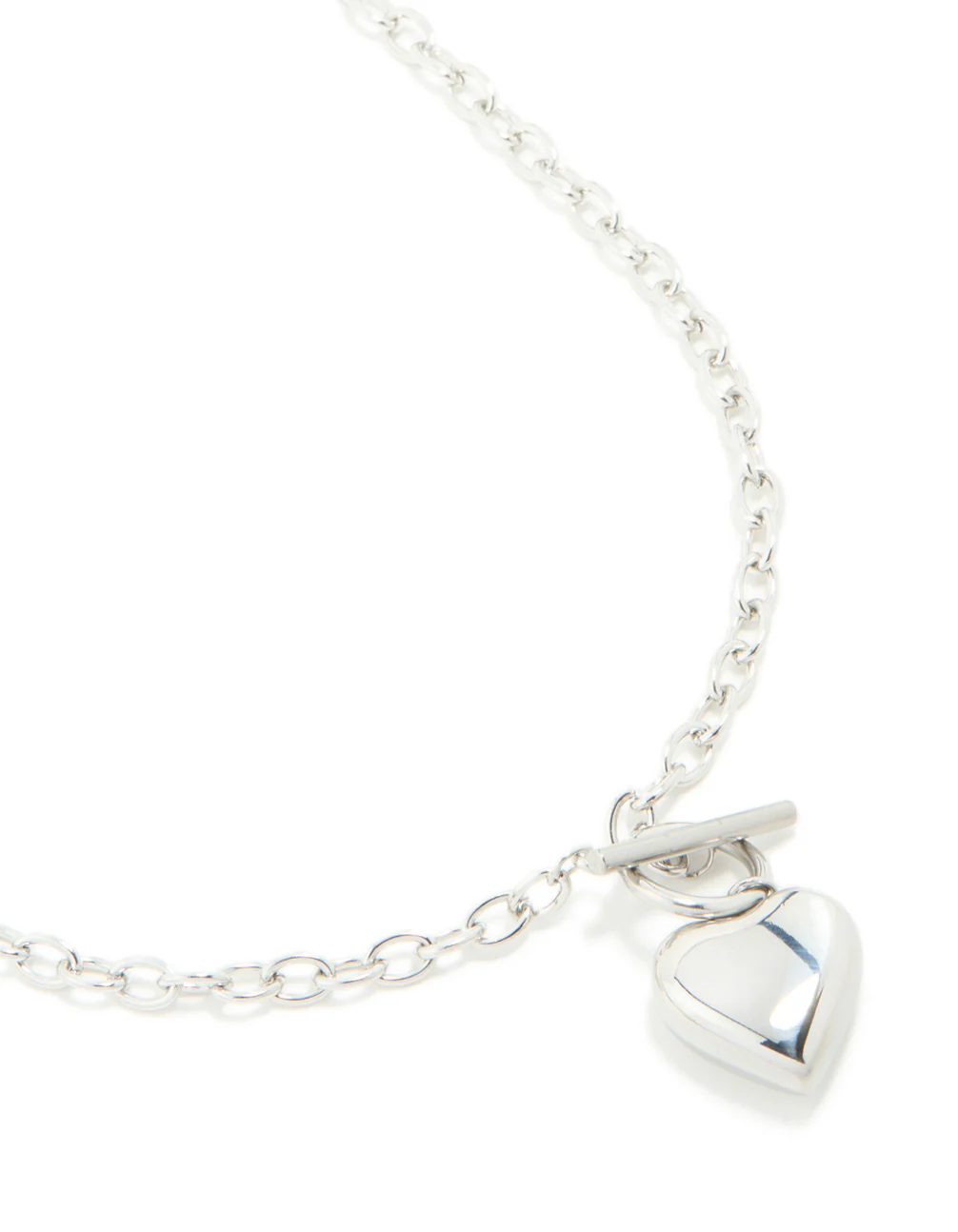 Waterproof Stainless Steel Chunky Heart T & O Necklace - Image 2