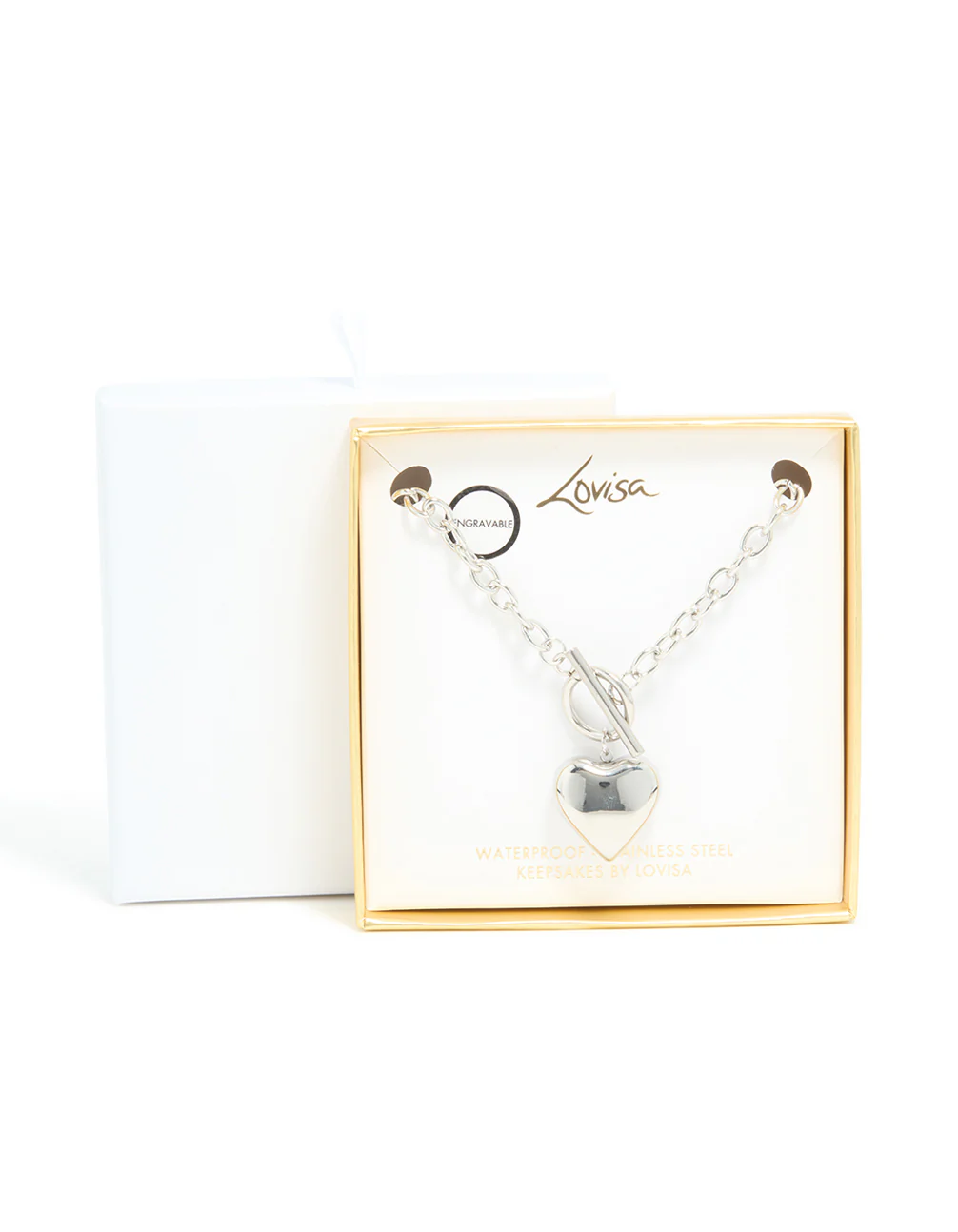 Waterproof Stainless Steel Chunky Heart T & O Necklace - Image 5