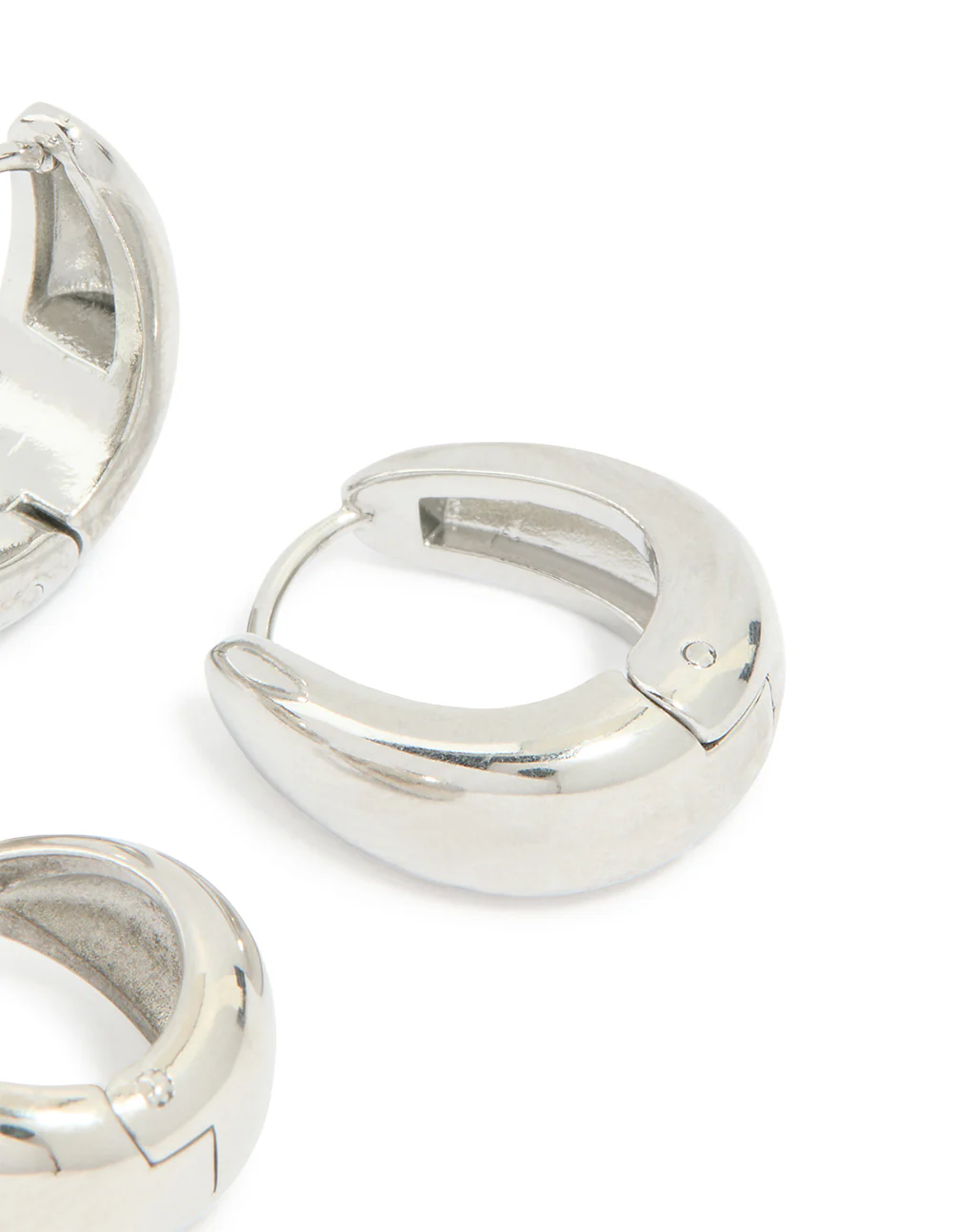 Waterproof Stainless Steel Chunky Huggie Earrings 2 Pack - Image 5