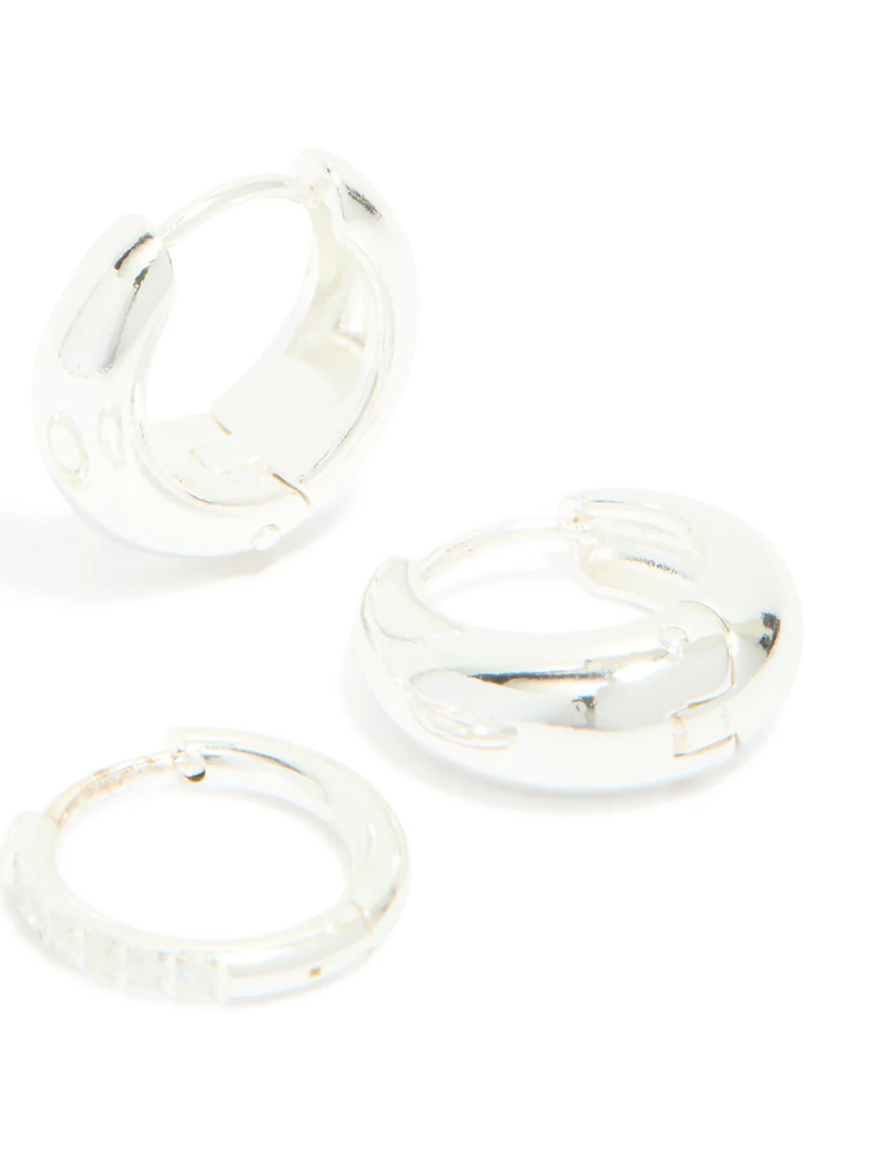Waterproof Stainless Steel Cubic Zirconia & Chubby Huggie Earrings 2-Pack - Image 5