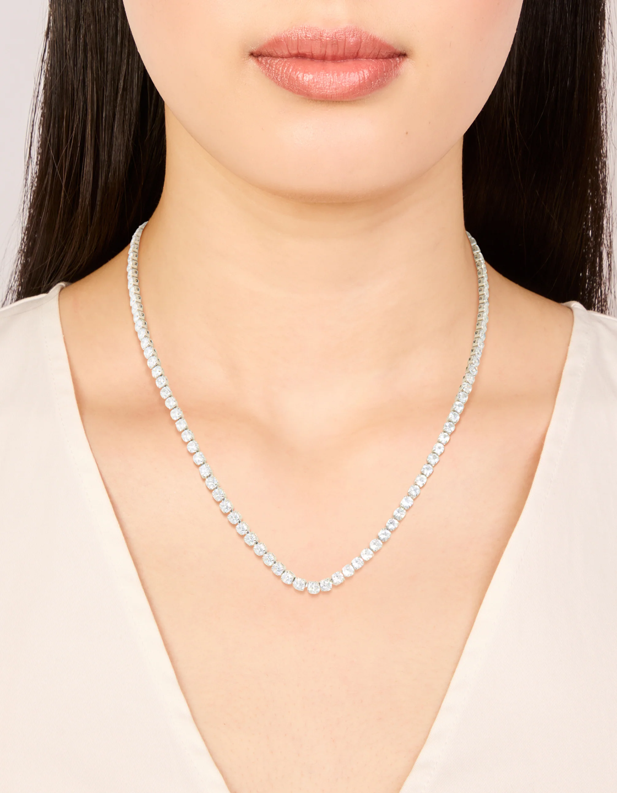 Waterproof Stainless Steel Cubic Zirconia Classic Tennis Necklace - Image 2