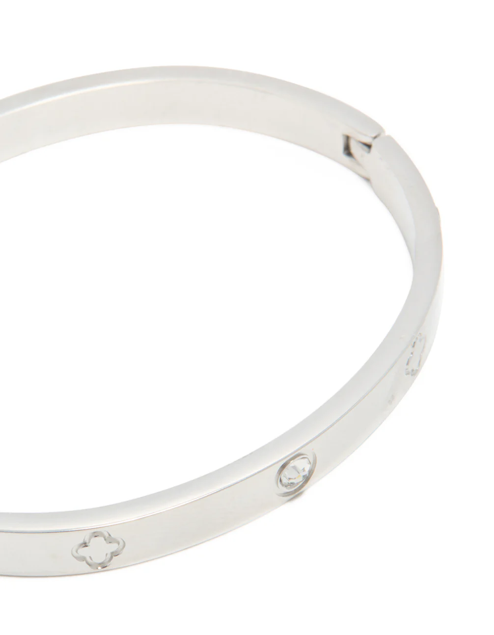 Waterproof Stainless Steel Cubic Zirconia Flower Bangle - Image 4