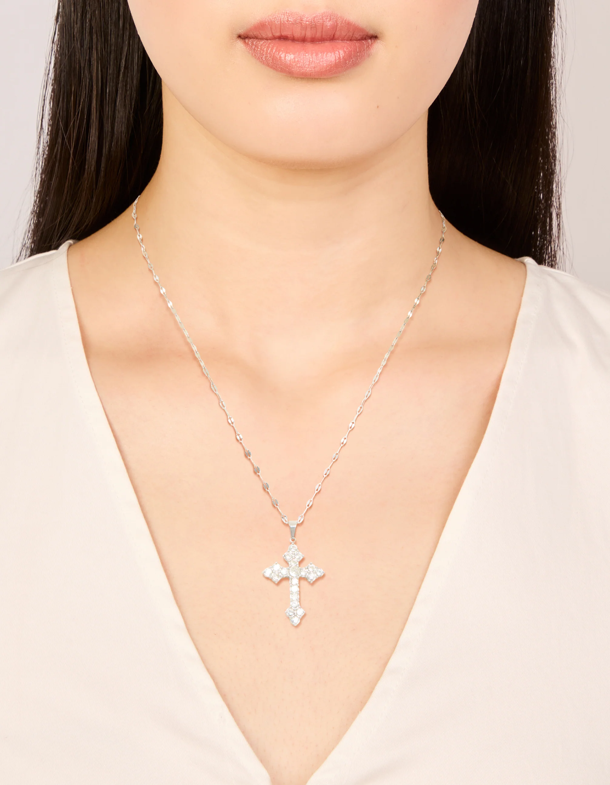 Waterproof Stainless Steel Cubic Zirconia Gothic Cross Fine Necklace - Image 2