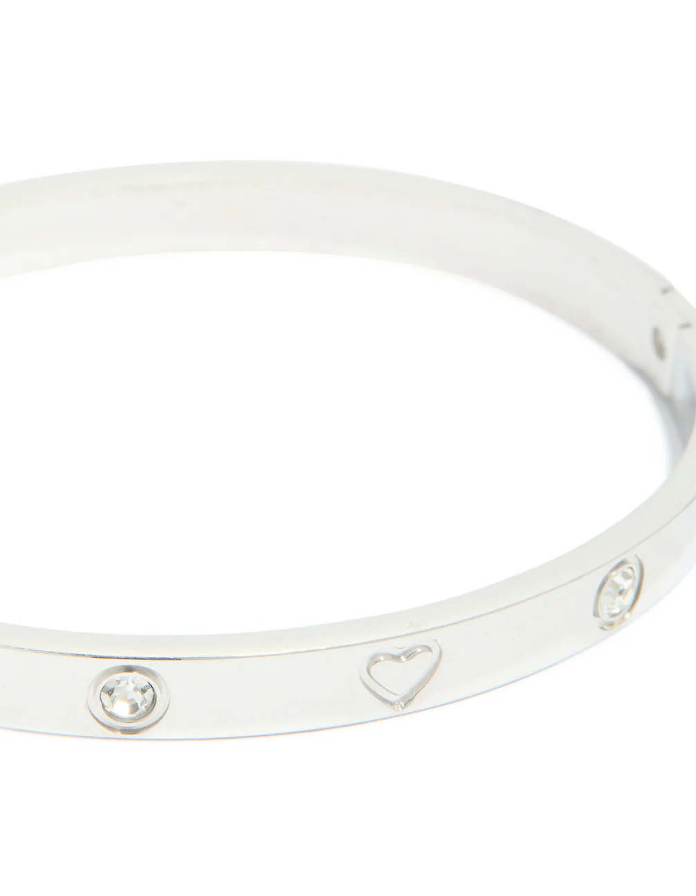 Waterproof Stainless Steel Cubic Zirconia Heart Bangle - Image 3