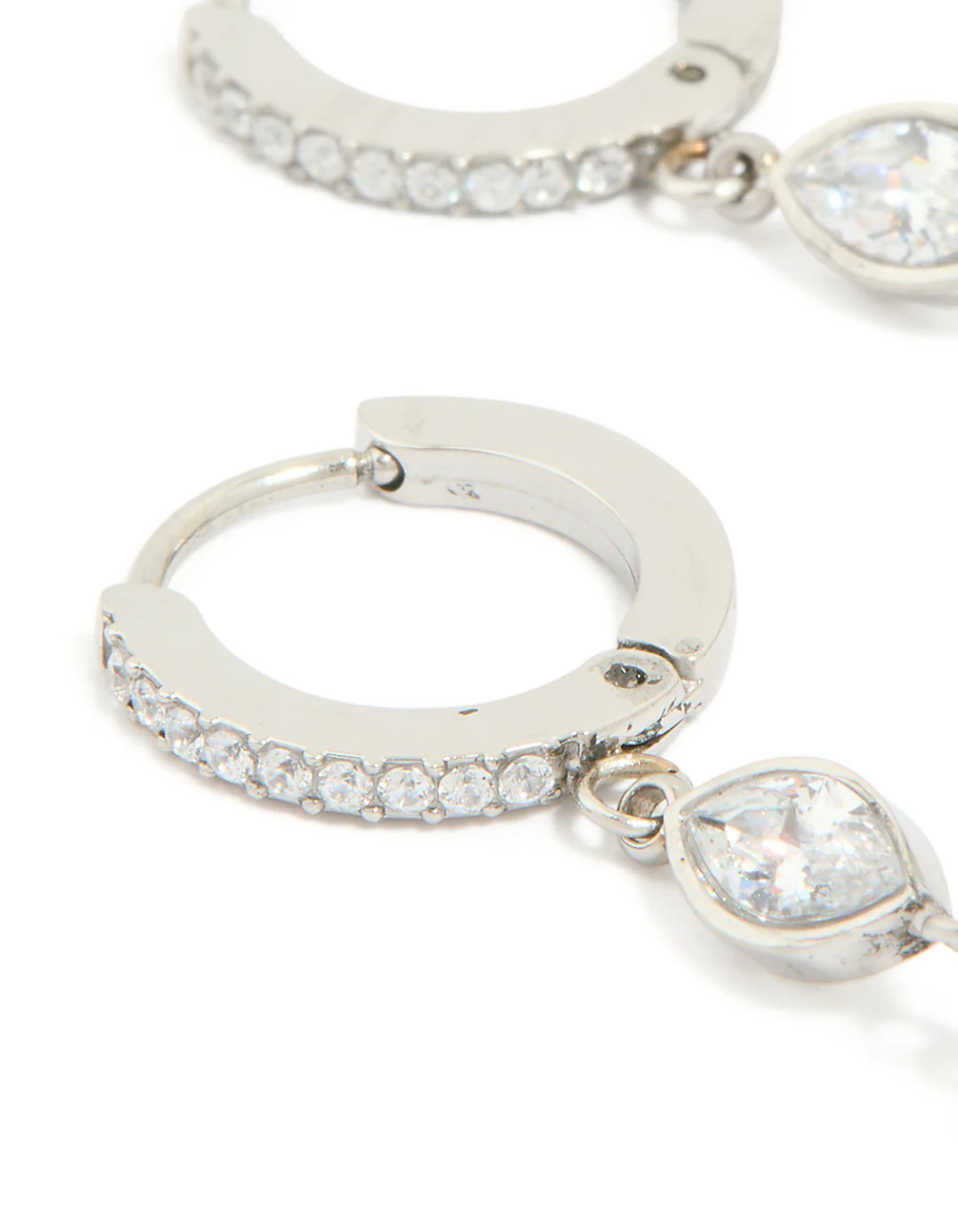Waterproof Stainless Steel Cubic Zirconia Huggie Drop Earrings - Image 4