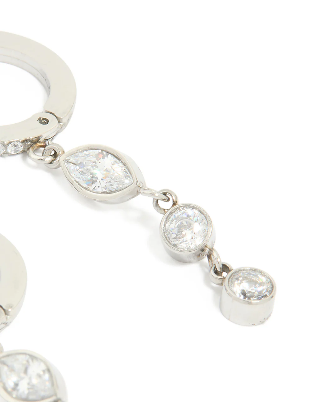 Waterproof Stainless Steel Cubic Zirconia Huggie Drop Earrings - Image 5