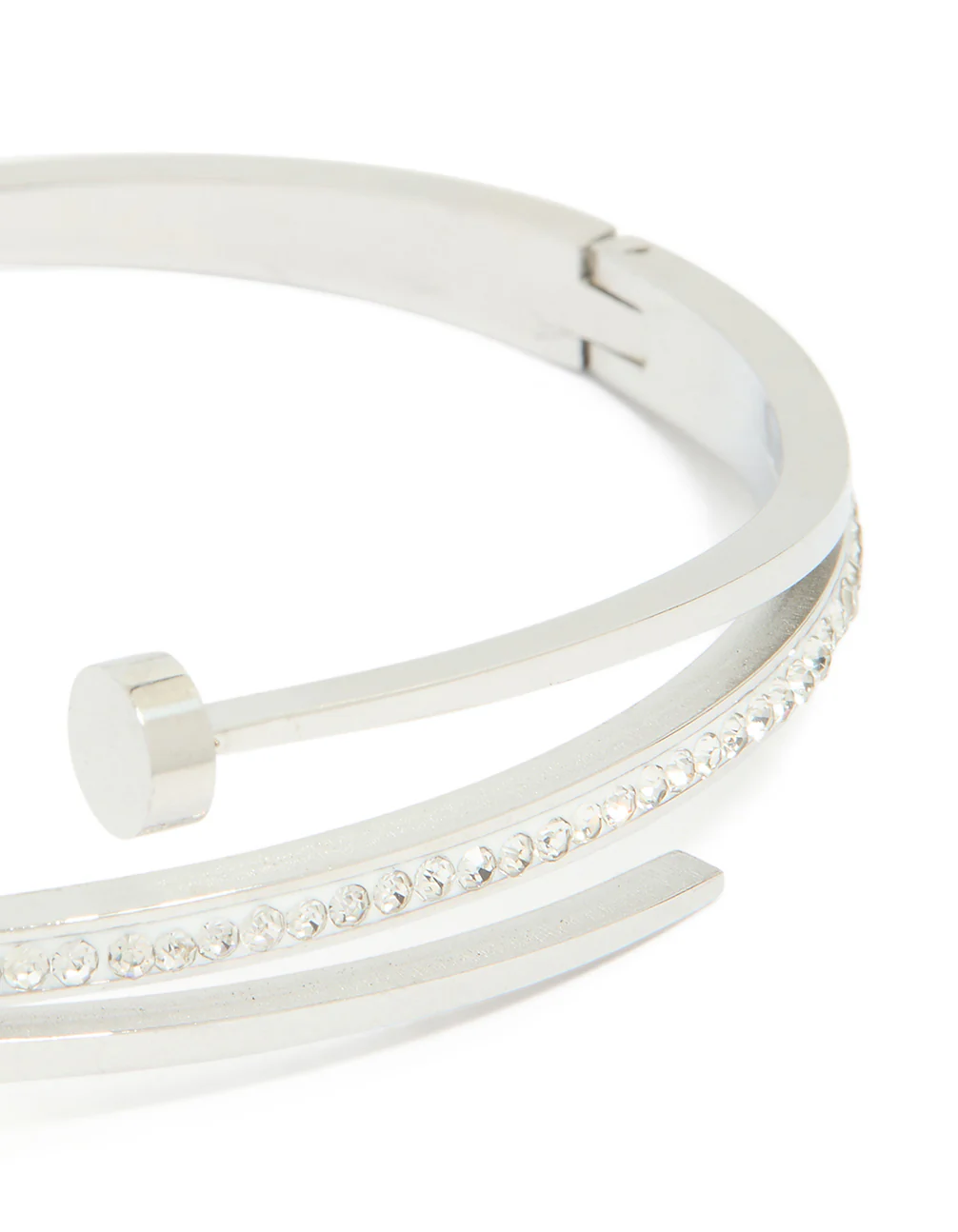Waterproof Stainless Steel Cubic Zirconia Nail Hinge Bangle - Image 4