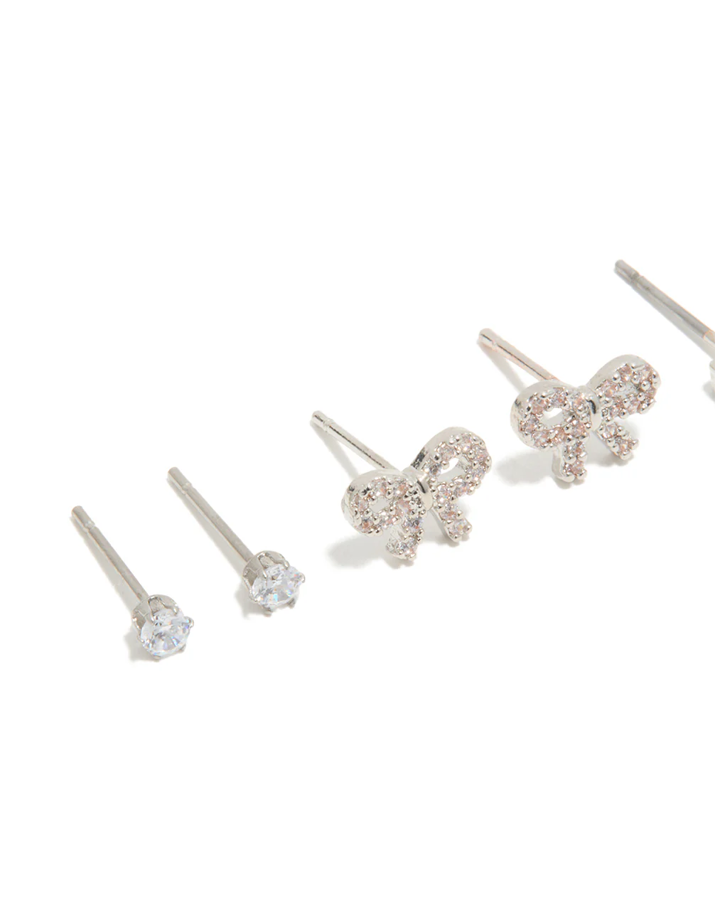 Waterproof Stainless Steel Cubic Zirconia & Peal Stud Earrings 4-Pack - Image 2