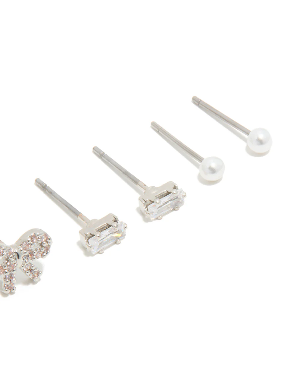 Waterproof Stainless Steel Cubic Zirconia & Peal Stud Earrings 4-Pack - Image 3