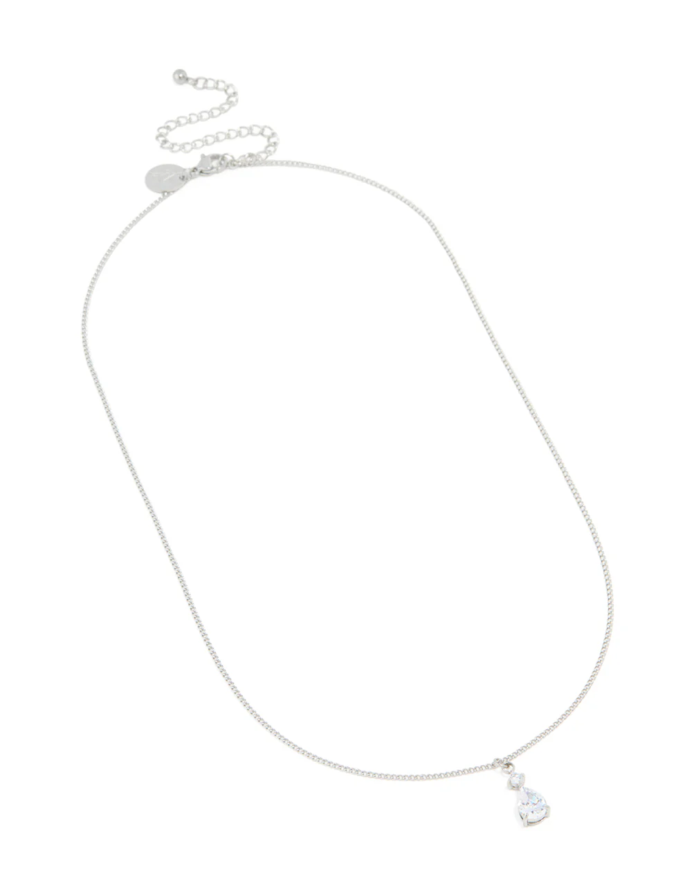 Waterproof Stainless Steel Cubic Zirconia Pear Pendant Necklace - Image 4
