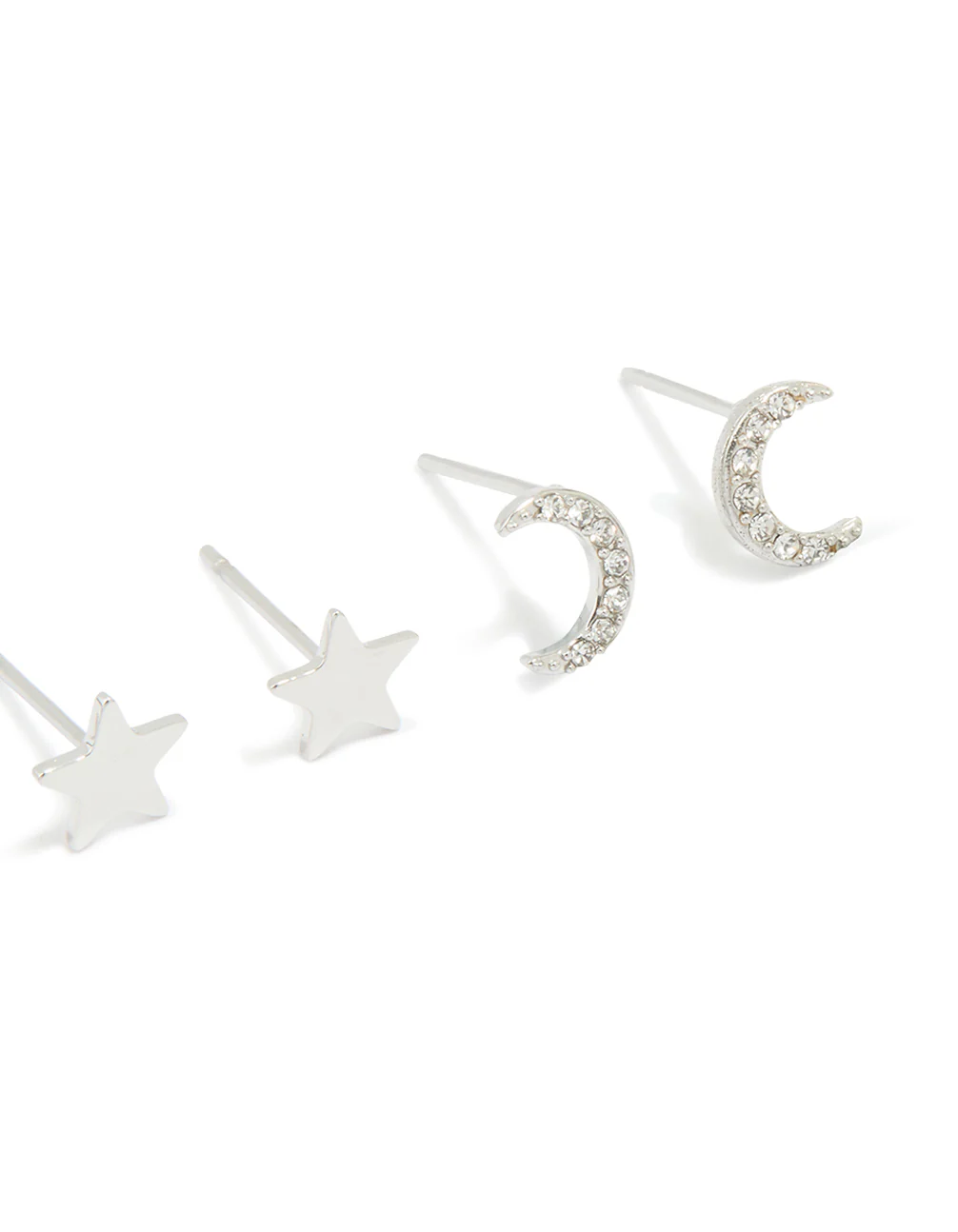 Waterproof Stainless Steel Cubic Zirconia & Pearl Celestial Stud Earrings 4-Pack - Image 3