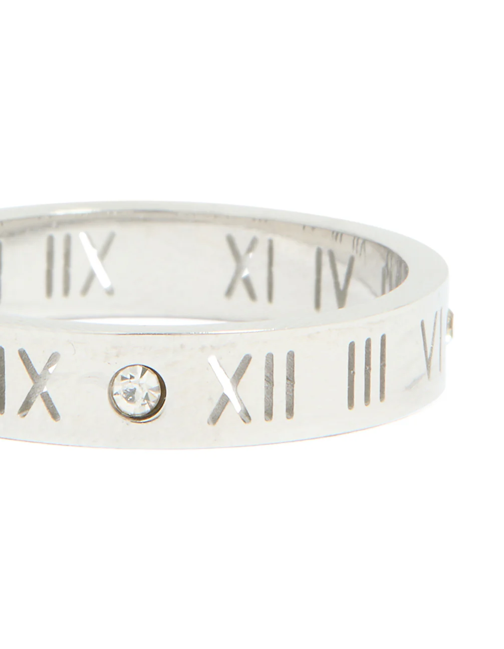 Waterproof Stainless Steel Cubic Zirconia Roman Numeral Ring - Image 3