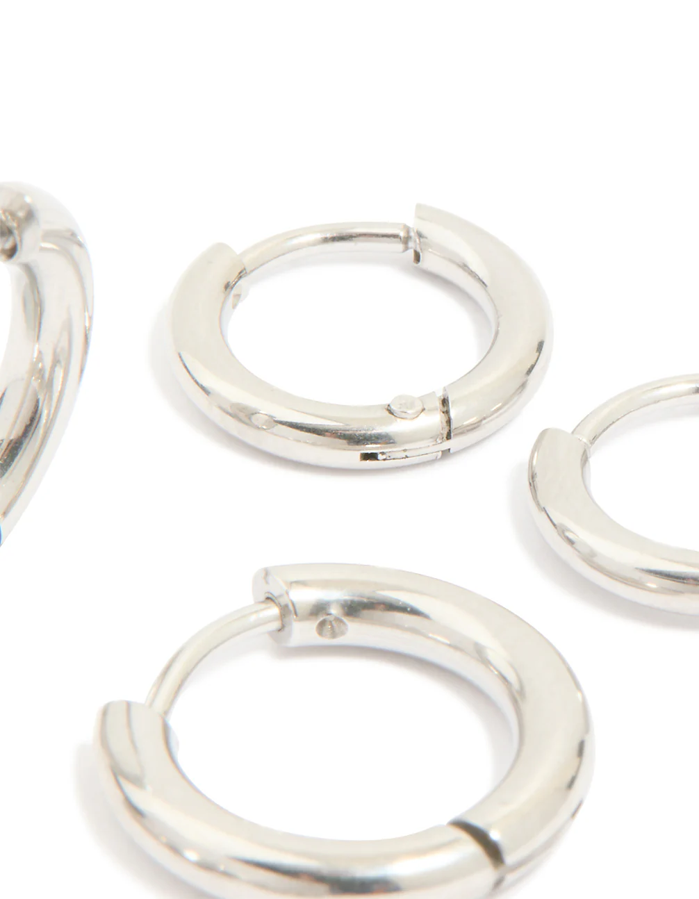 Waterproof Stainless Steel Cubic Zirconia Stacking Earrings 4-Pack - Image 3