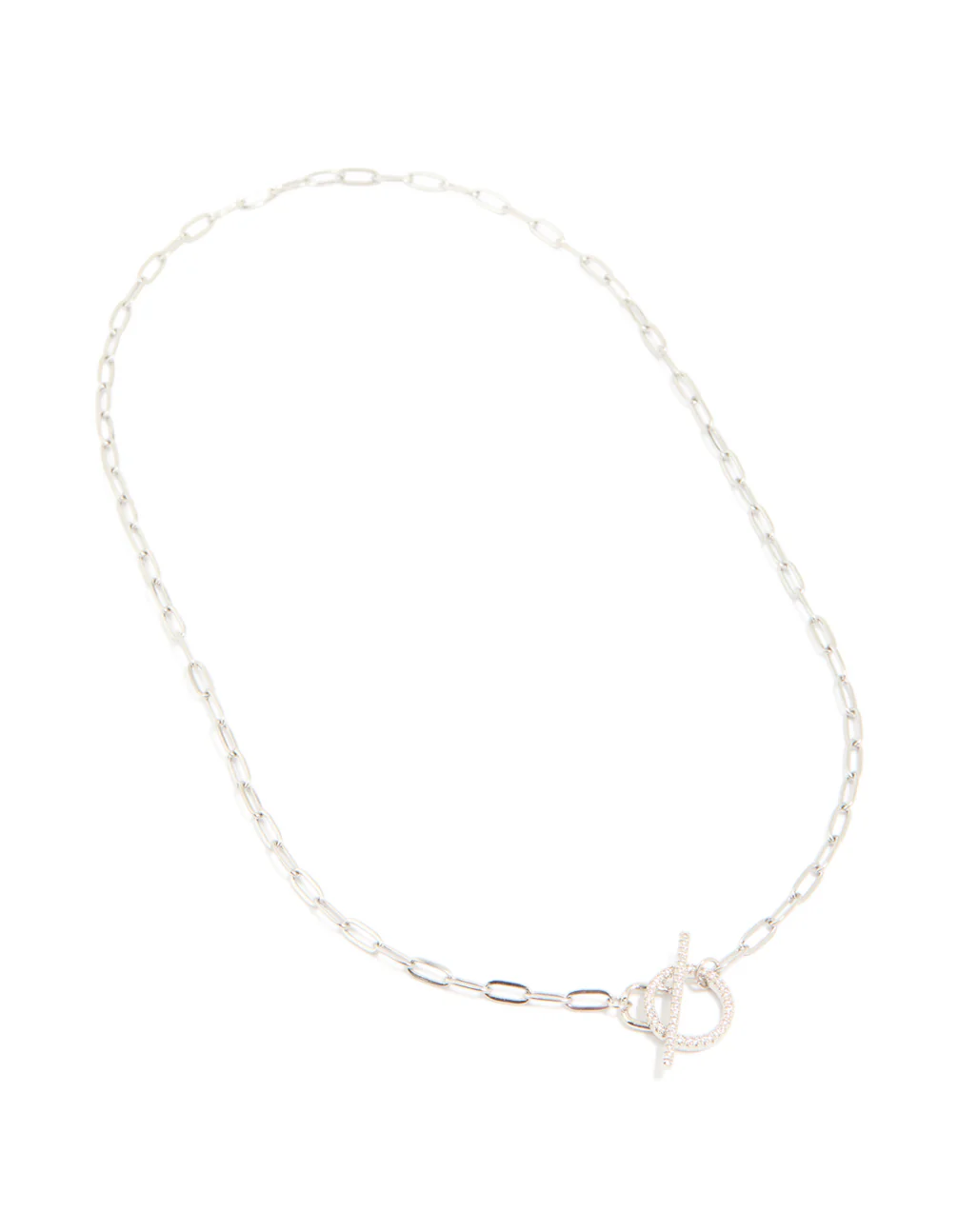 Waterproof Stainless Steel Cubic Zirconia T-Bar Necklace - Image 4