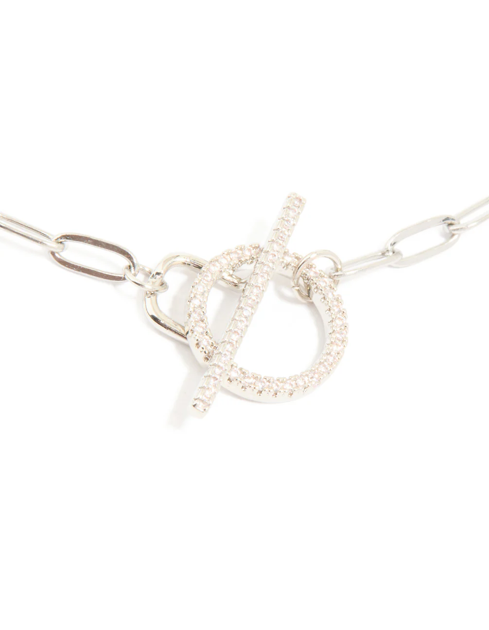 Waterproof Stainless Steel Cubic Zirconia T-Bar Necklace - Image 5