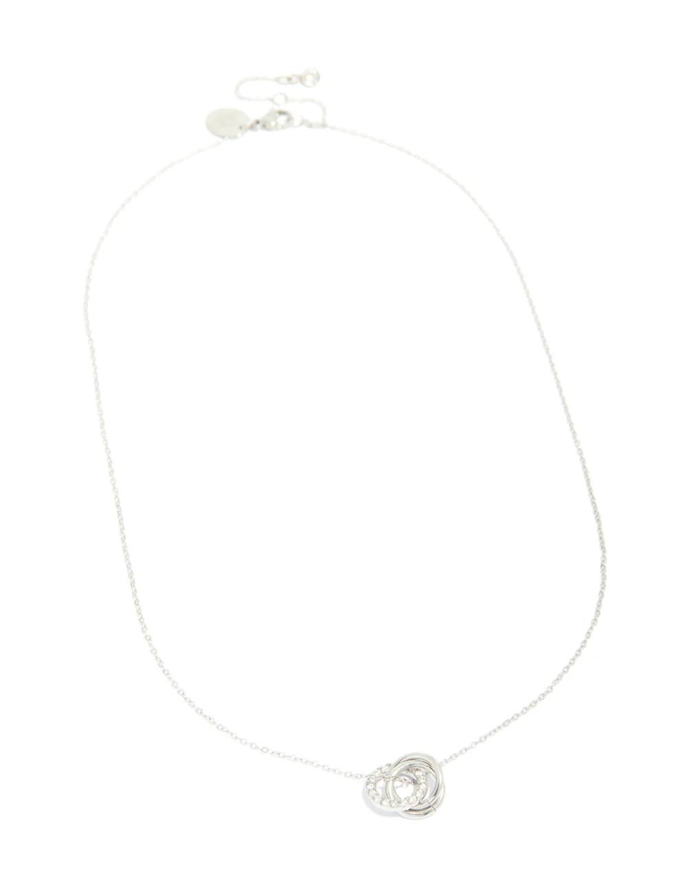Waterproof Stainless Steel Cubic Zirconia Triple Circle Link Necklace - Image 3