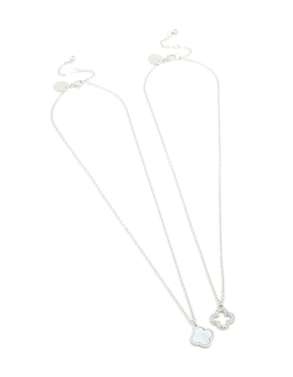 Waterproof Stainless Steel Diamante Flower Necklaces 2- Pack - Image 2