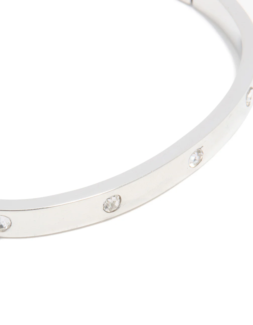 Waterproof Stainless Steel Diamante Hinged Bangle - Image 2