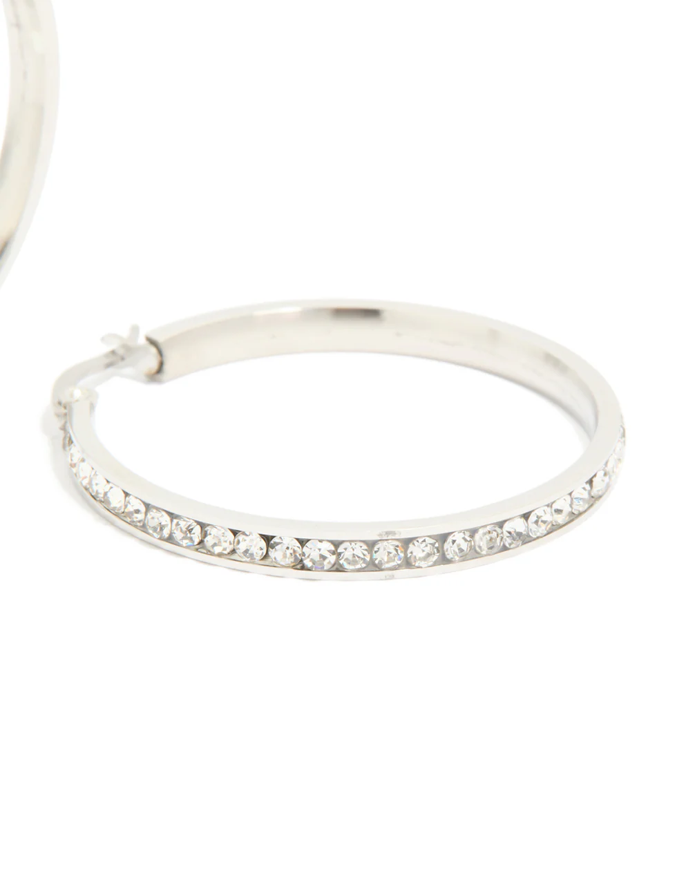 Waterproof Stainless Steel Diamante Hoop Earrings 35 MM - Image 5
