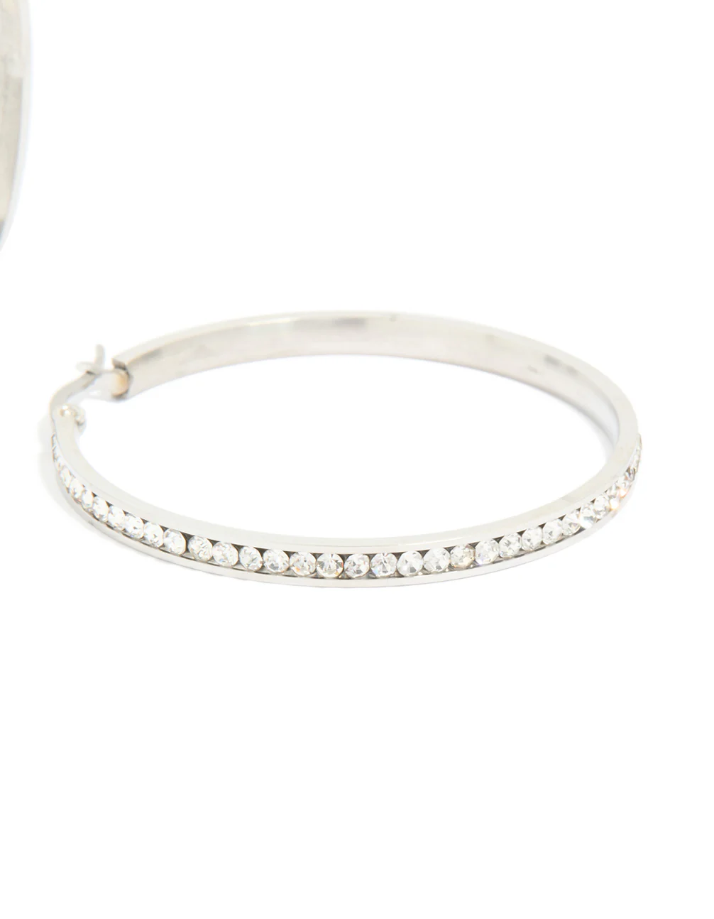 Waterproof Stainless Steel Diamante Hoop Earrings 45 MM - Image 5