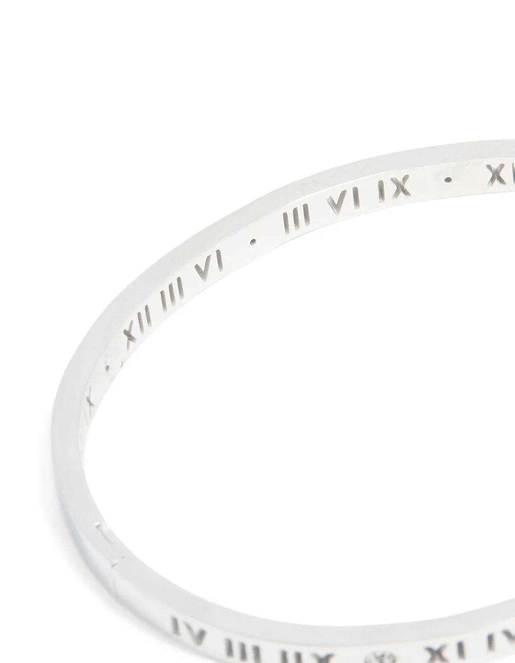 Waterproof Stainless Steel Diamante Roman Numeral Hinge Bangle - Image 5