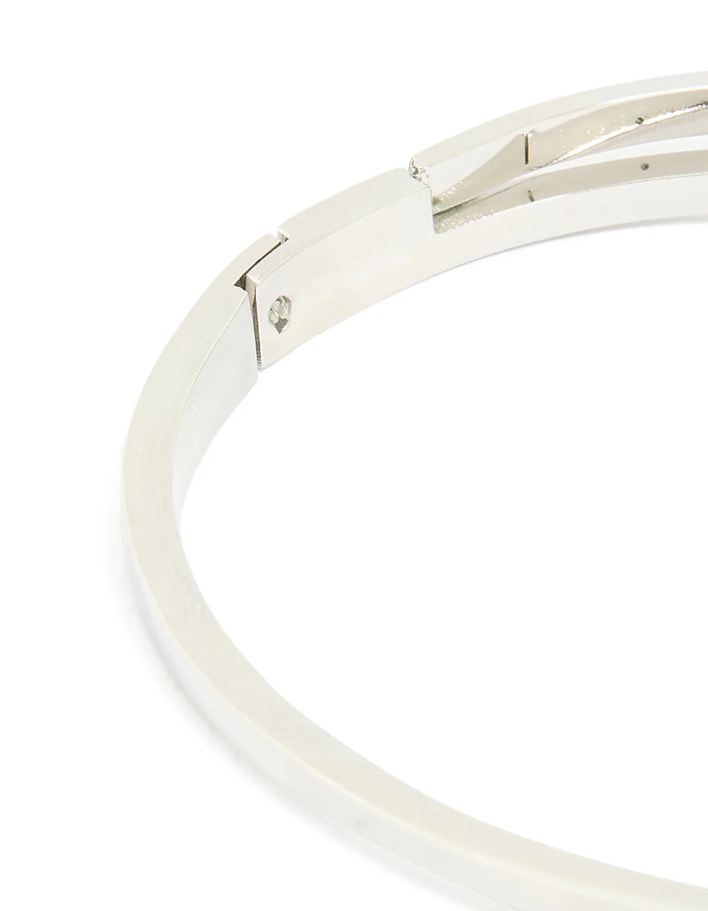 Waterproof Stainless Steel Diamante Roman Numeral Hinge Bangle - Image 5