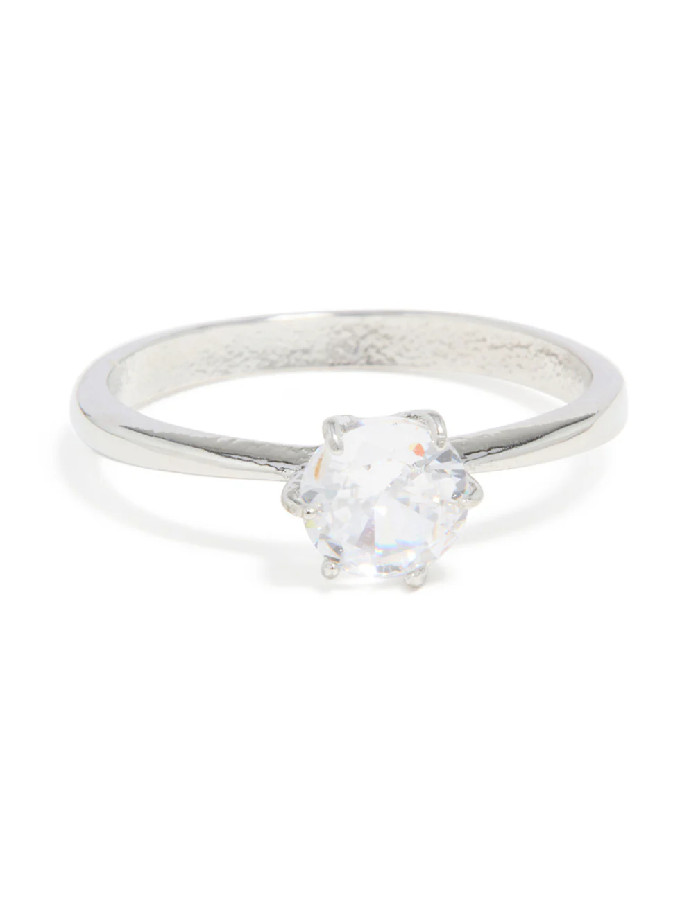 Waterproof Stainless Steel Diamante Solitaire Band Ring - Image 3