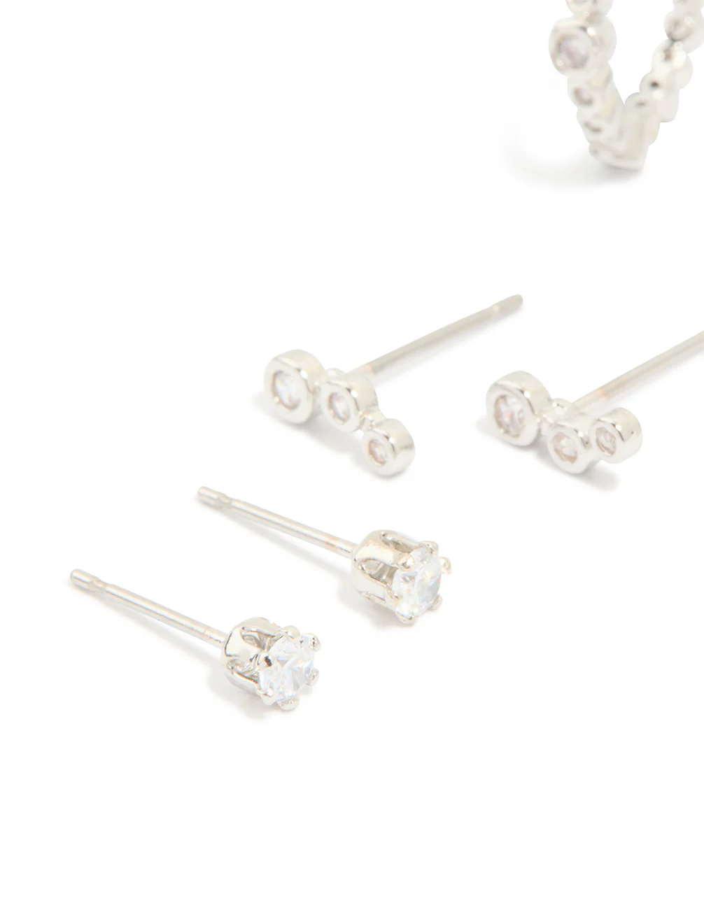 Waterproof Stainless Steel Diamante Stacking Earrings 4-Pack - Image 2