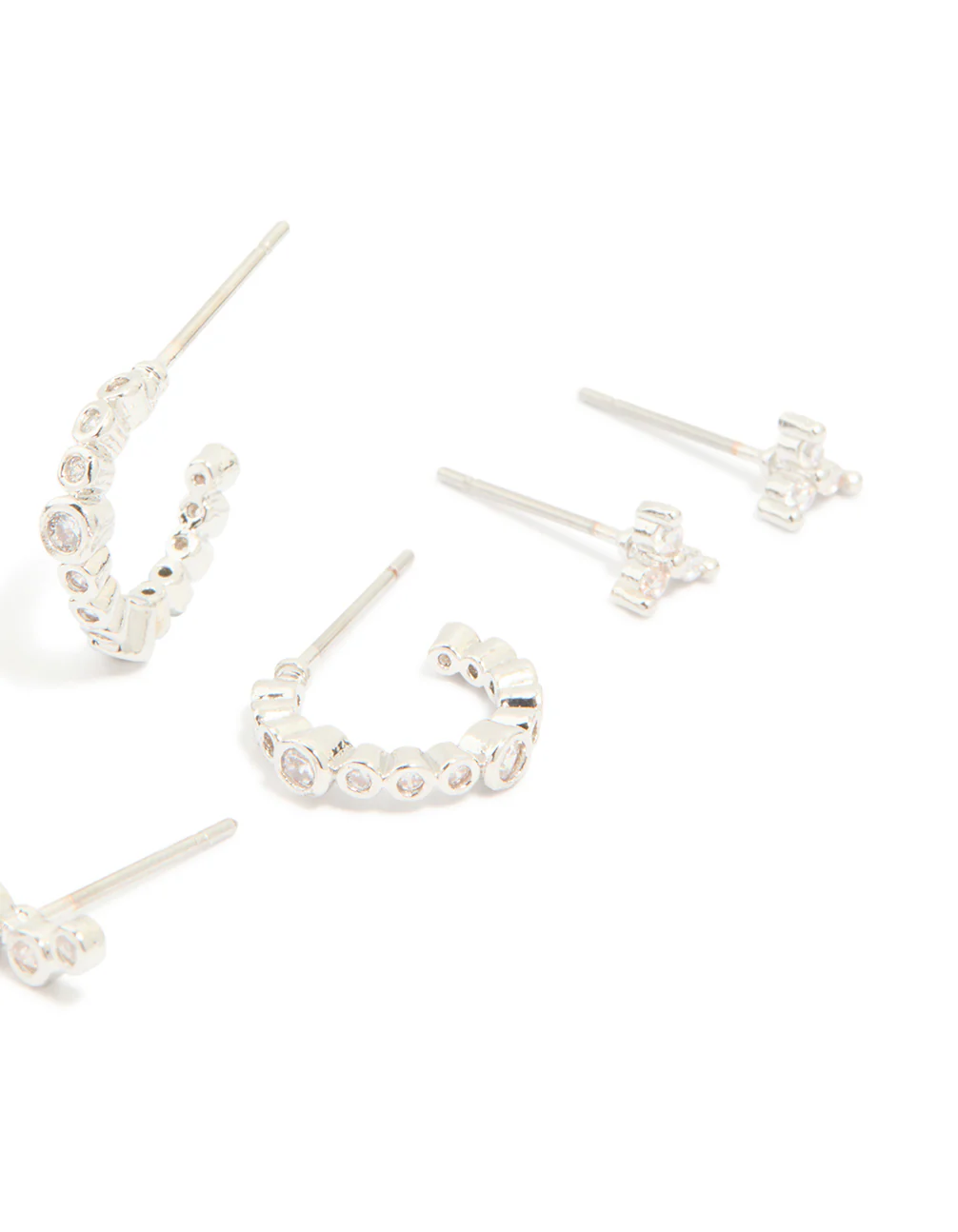 Waterproof Stainless Steel Diamante Stacking Earrings 4-Pack - Image 3