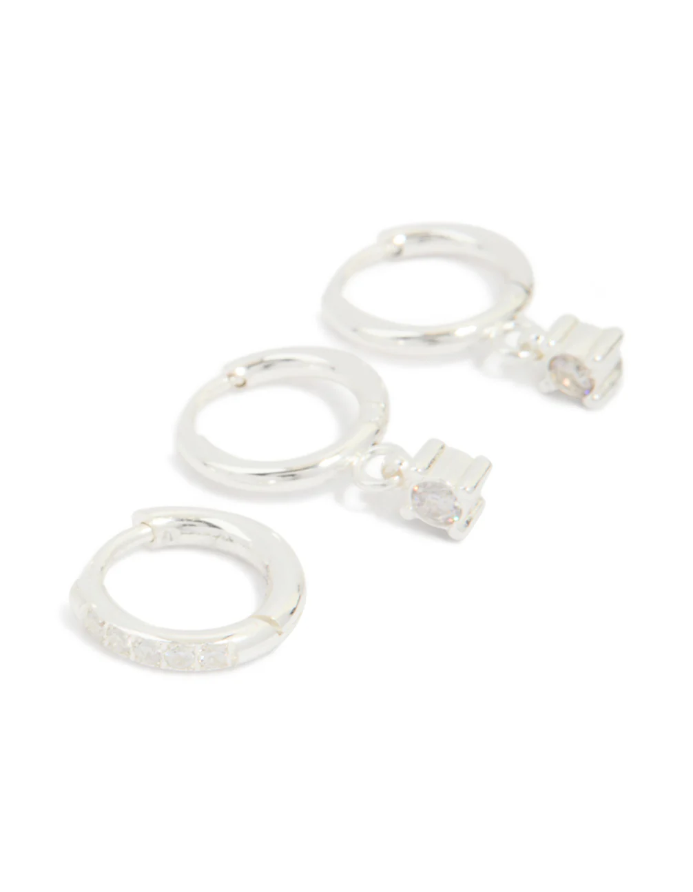 Waterproof Stainless Steel Diamante Stud & Huggie Earrings 3-Pack - Image 5