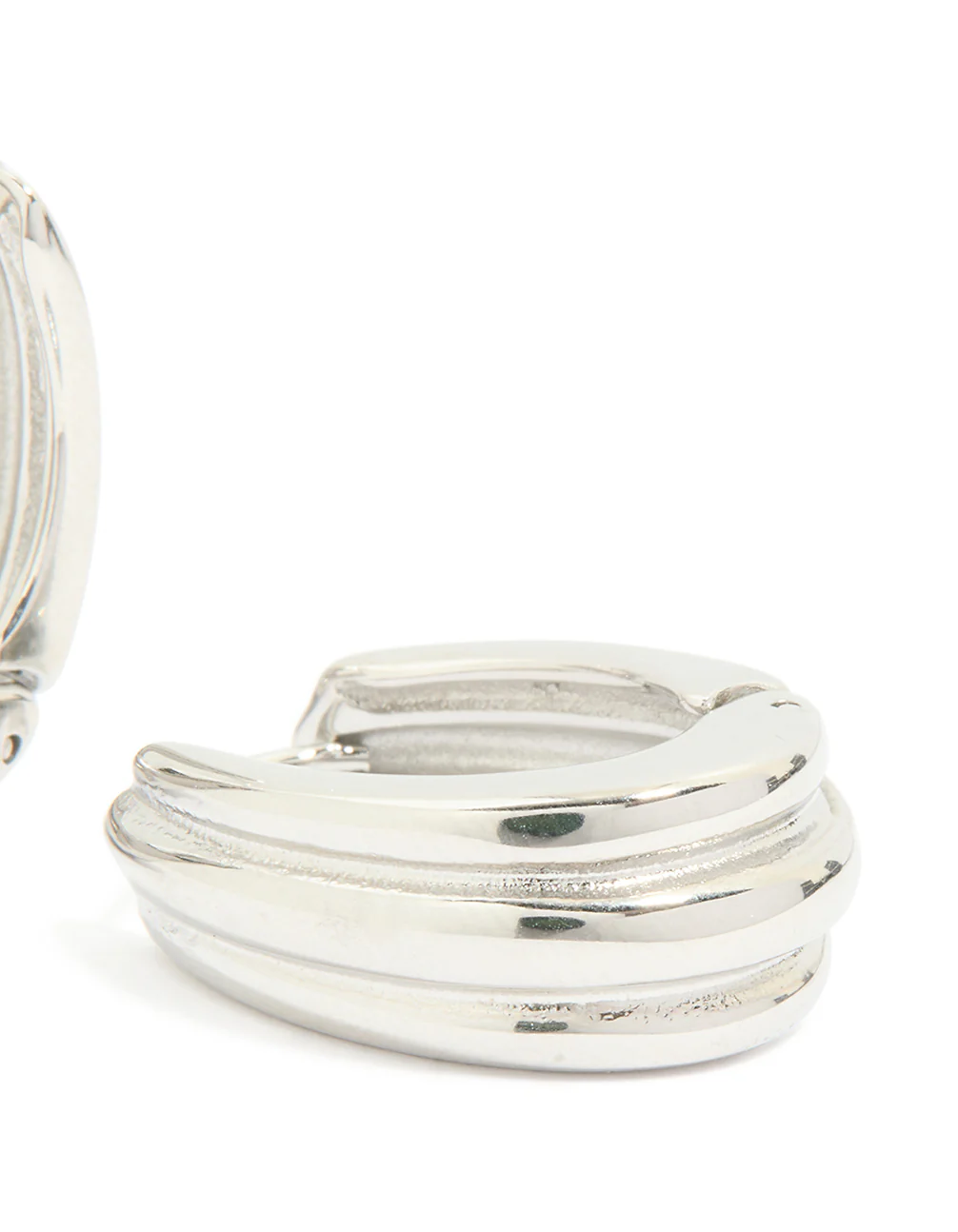 Waterproof Stainless Steel Hinge Hoop Indented Earrings - Image 5