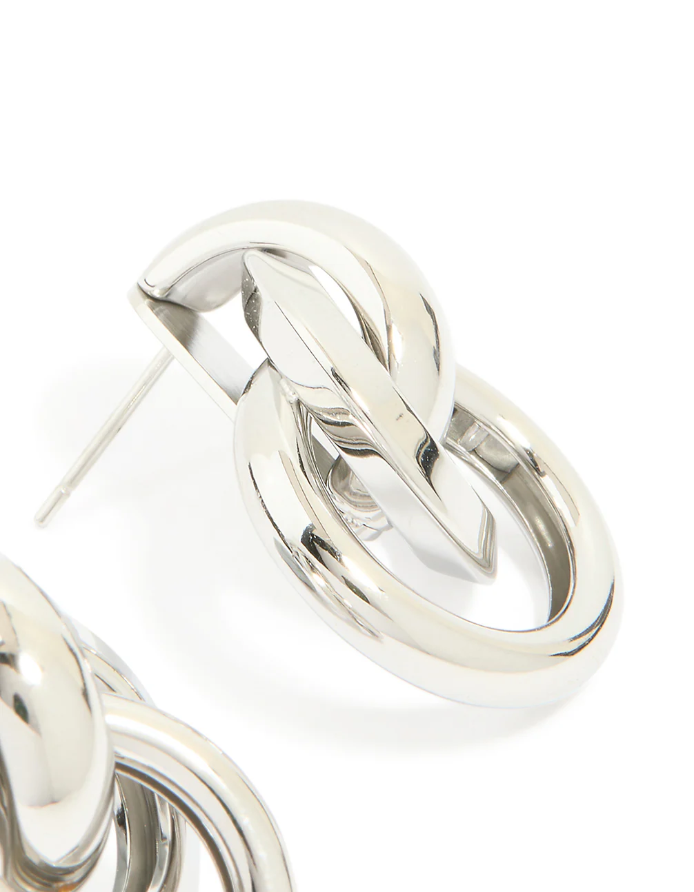 Waterproof Stainless Steel Knotted Link Drop Earrings - Image 4