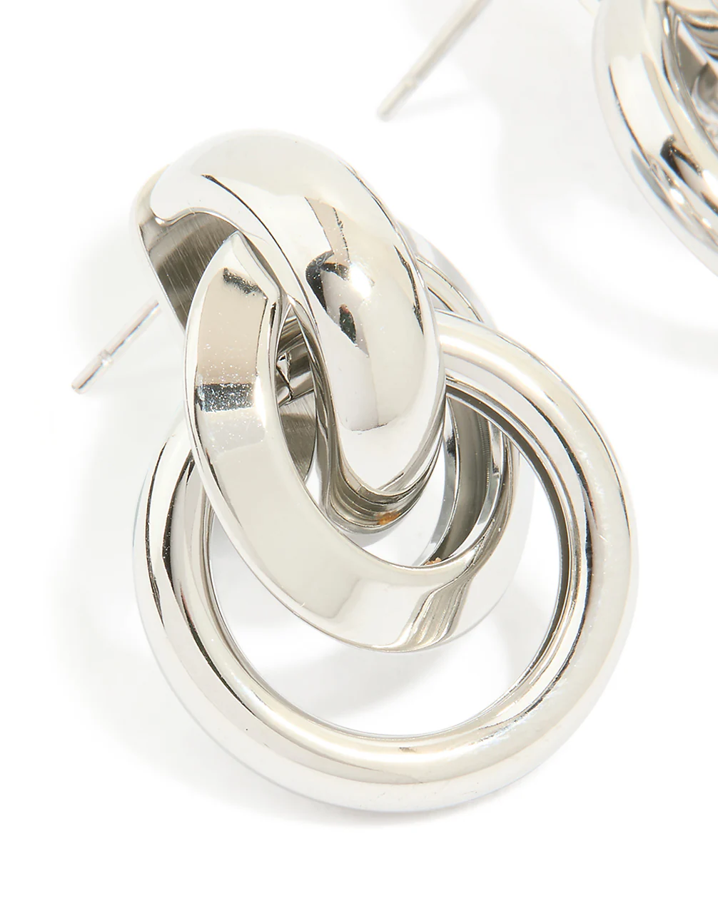 Waterproof Stainless Steel Knotted Link Drop Earrings - Image 5