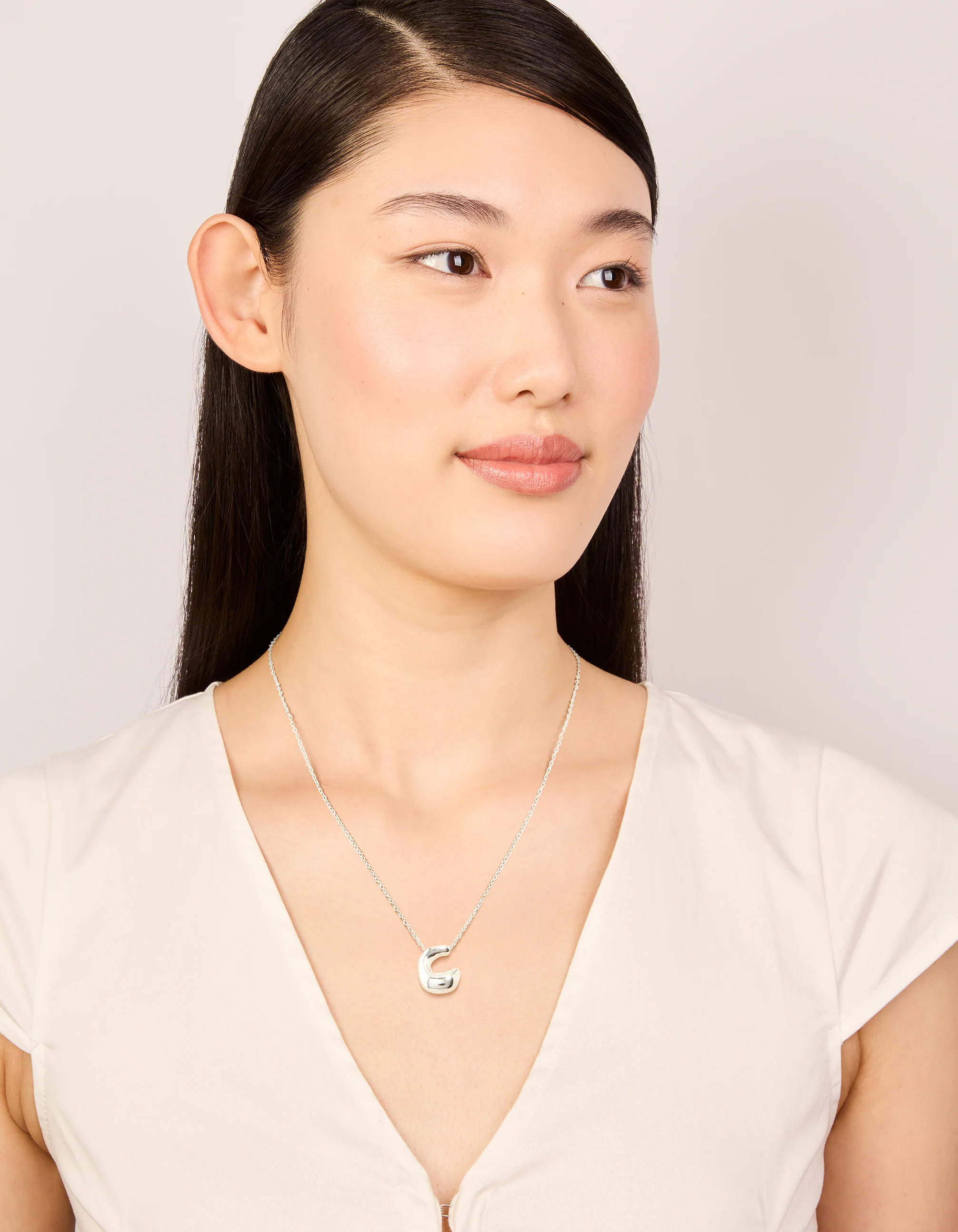 Waterproof Stainless Steel Large Bubble Letter C Necklace - Image 3