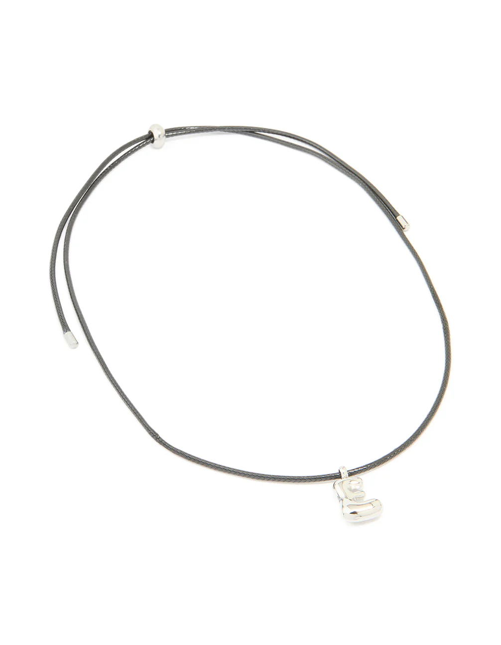 Waterproof Stainless Steel Large Bubble Letter E Cord Necklace - Image 4