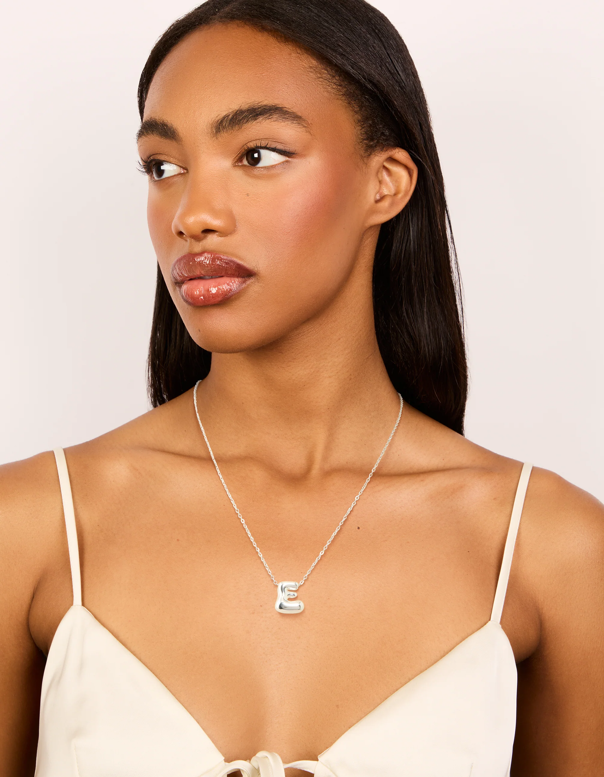 Waterproof Stainless Steel Large Bubble Letter E Necklace - Image 3