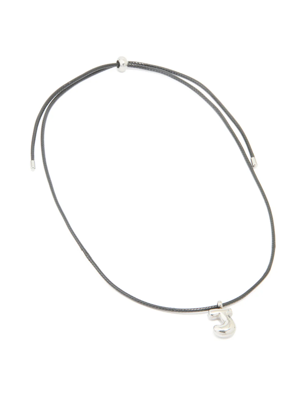 Waterproof Stainless Steel Large Bubble Letter J Cord Necklace - Image 4