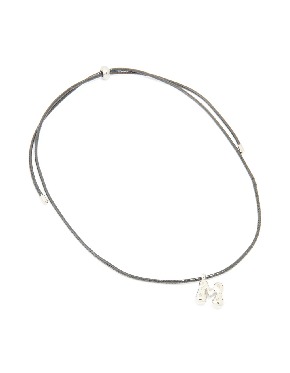 Waterproof Stainless Steel Large Bubble Letter M Cord Necklace - Image 4
