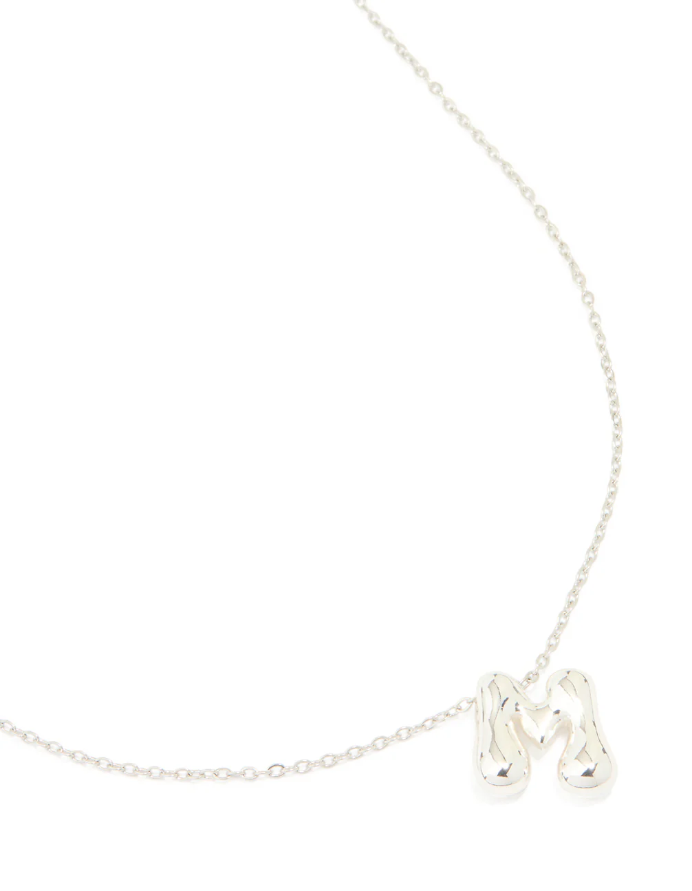 Waterproof Stainless Steel Large Bubble Letter M Necklace - Image 2