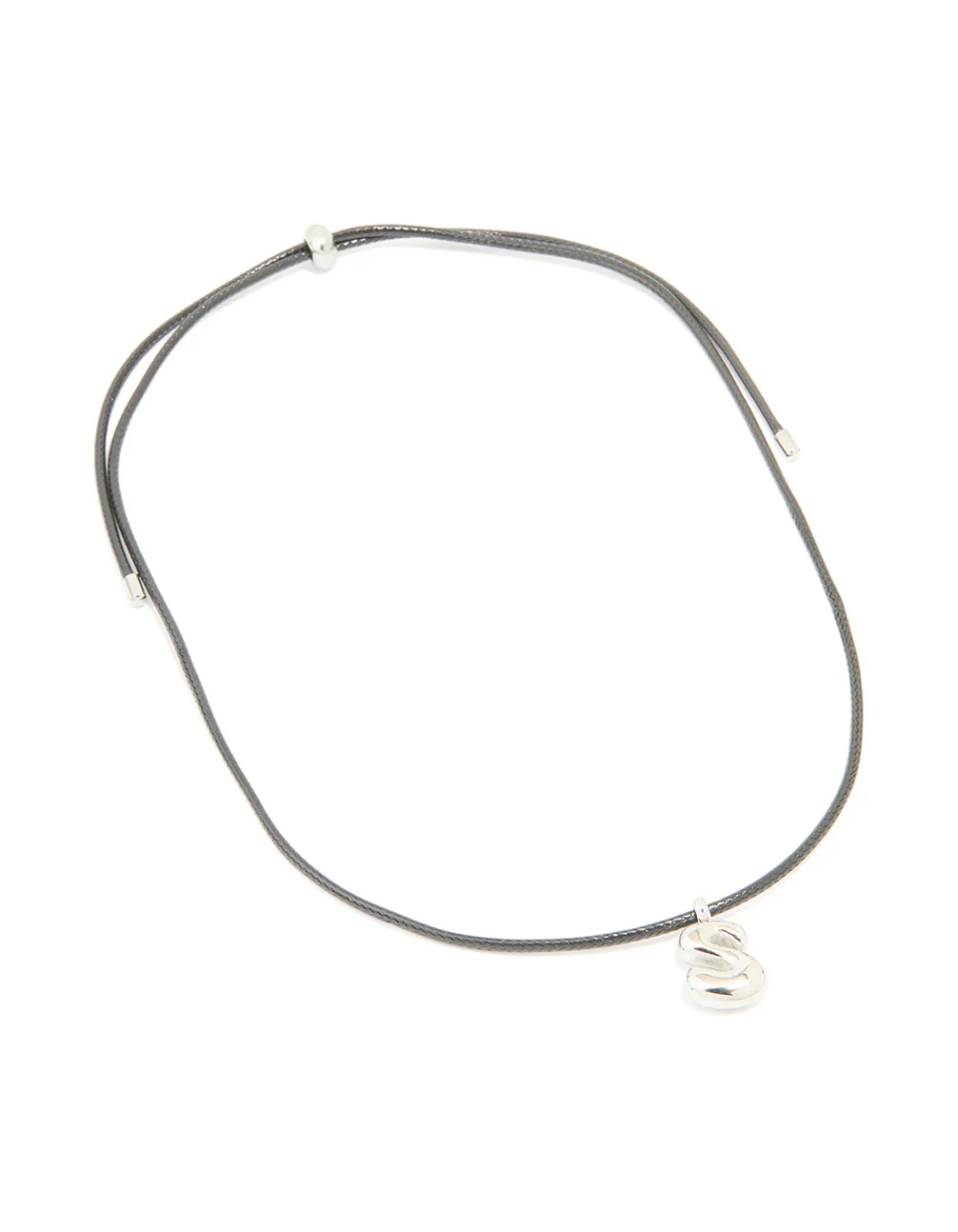 Waterproof Stainless Steel Large Bubble Letter S Cord Necklace - Image 4