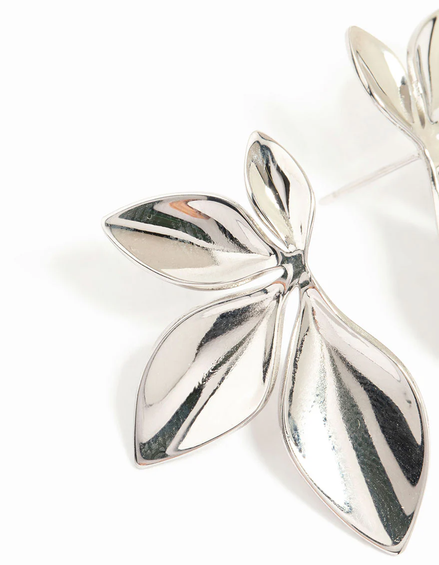 Waterproof Stainless Steel Leaf Cluster Stud Earrings - Image 4