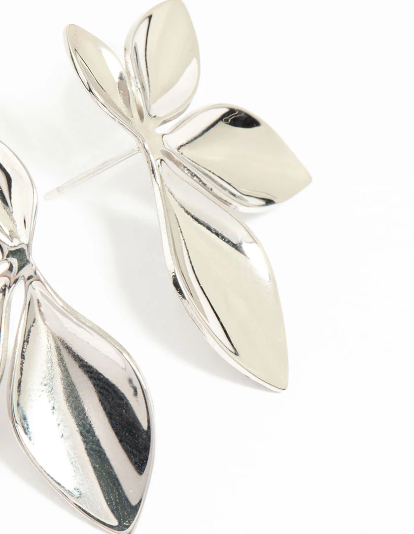 Waterproof Stainless Steel Leaf Cluster Stud Earrings - Image 5