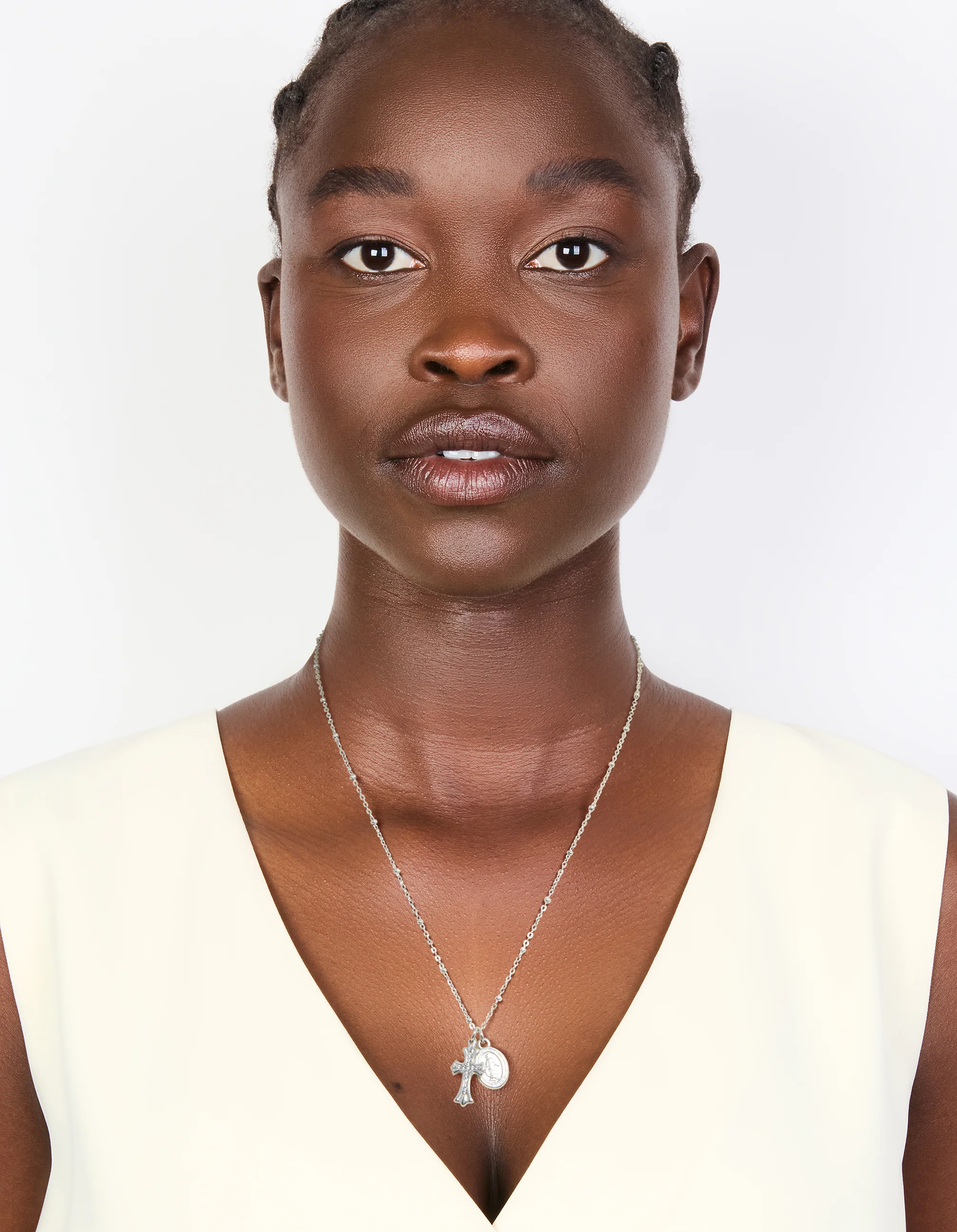 Waterproof Stainless Steel Mary & Cross Necklace - Image 3