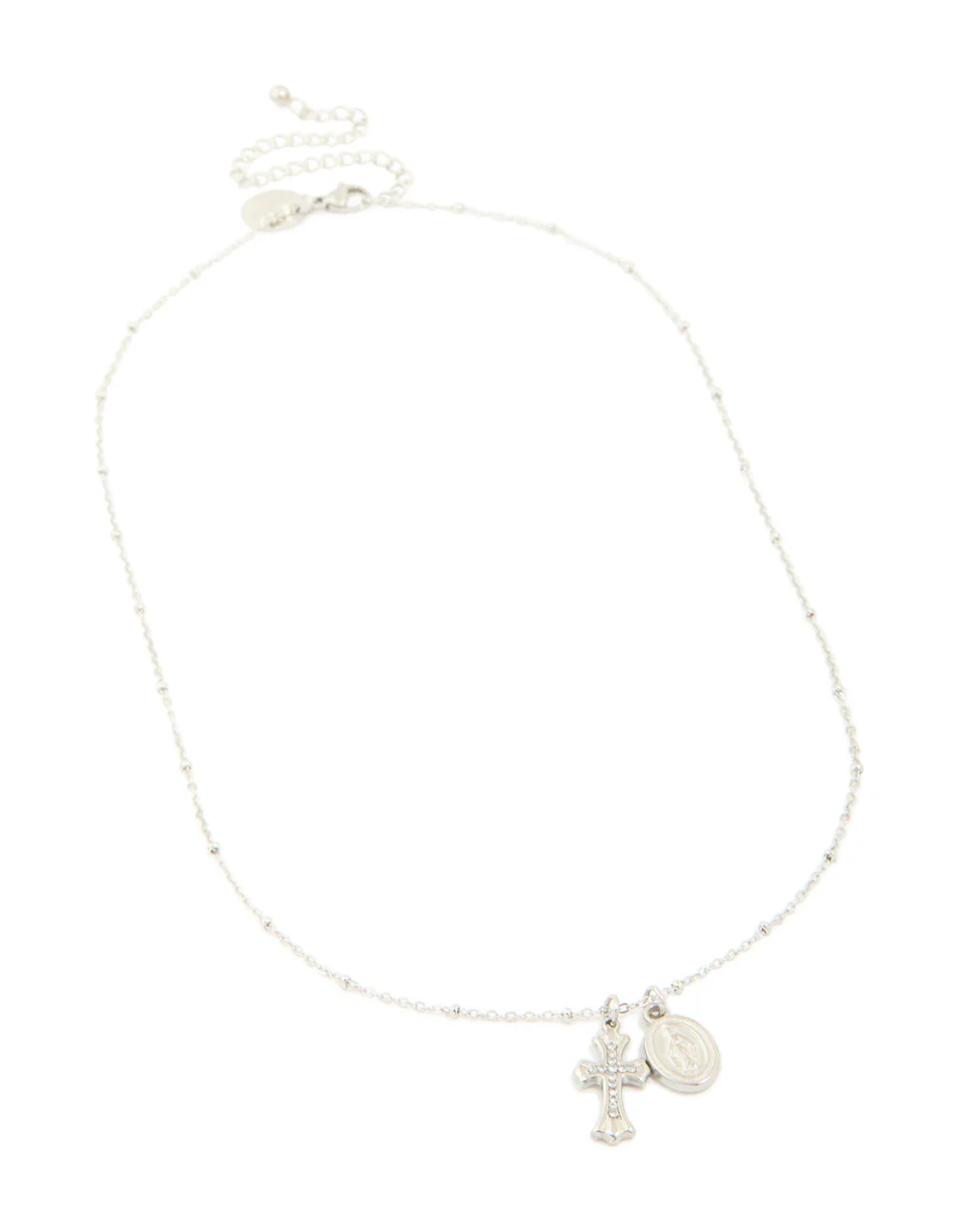 Waterproof Stainless Steel Mary & Cross Necklace - Image 4