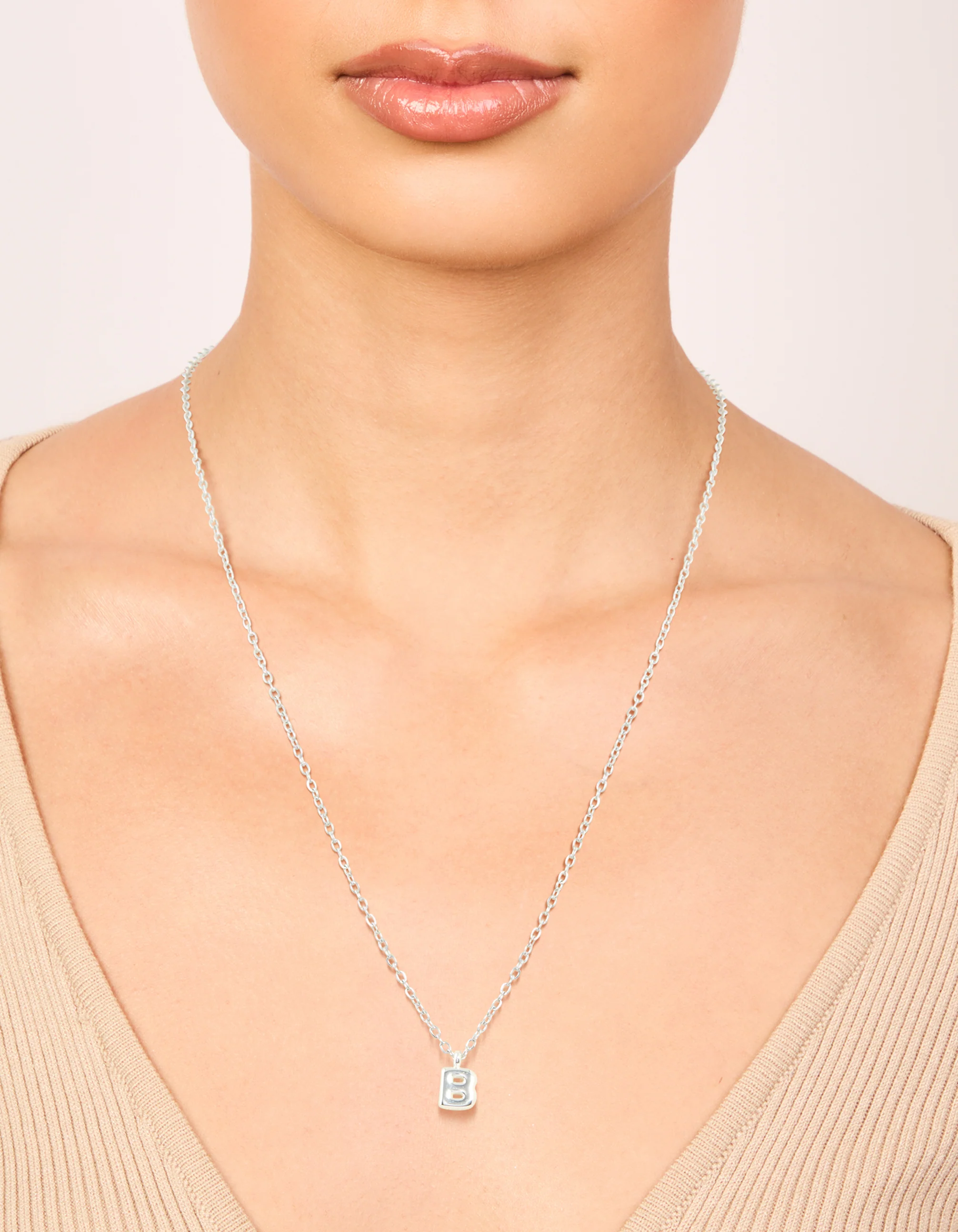 Waterproof Stainless Steel Mini Bubble Letter B Necklace - Image 2