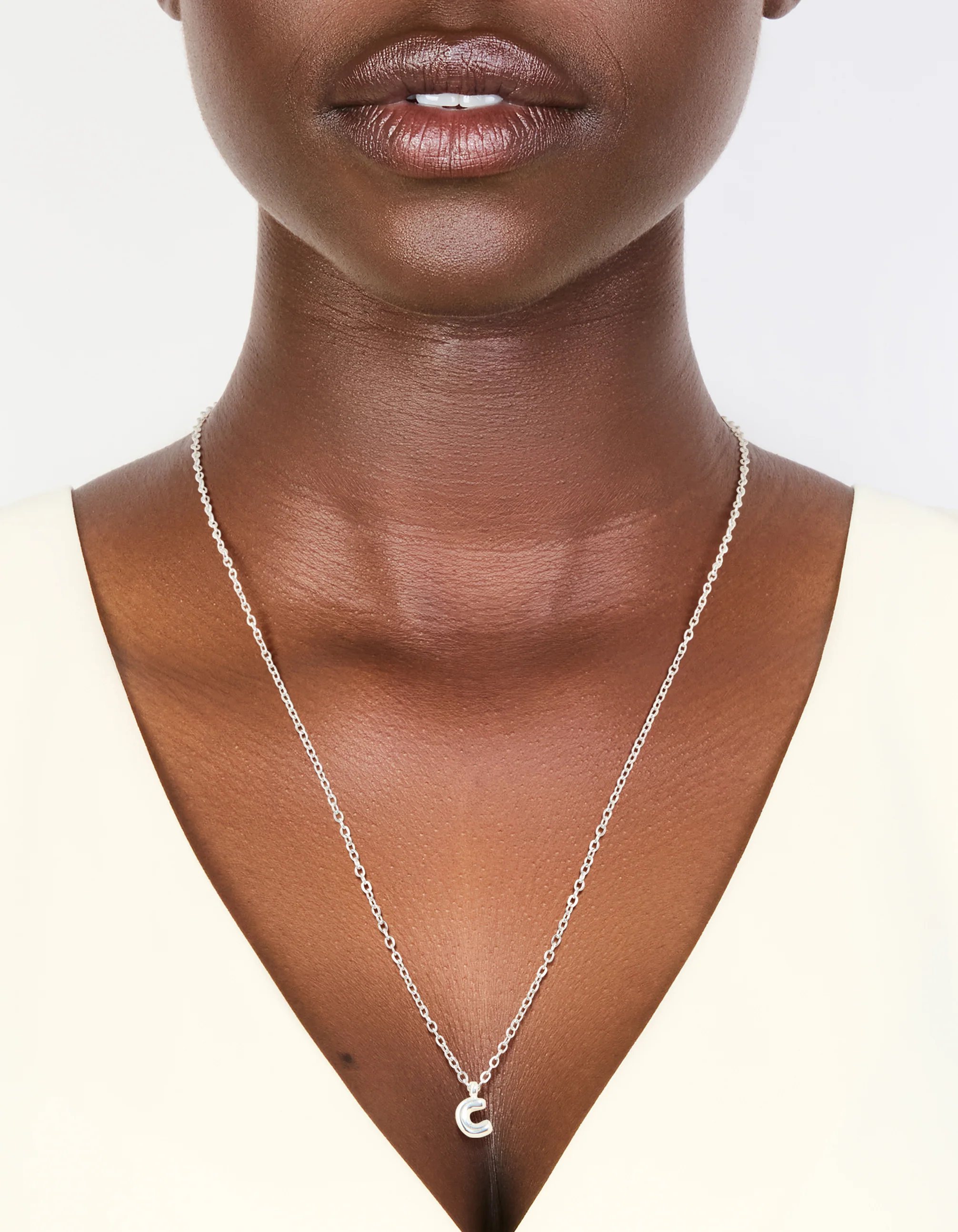Waterproof Stainless Steel Mini Bubble Letter C Necklace - Image 2