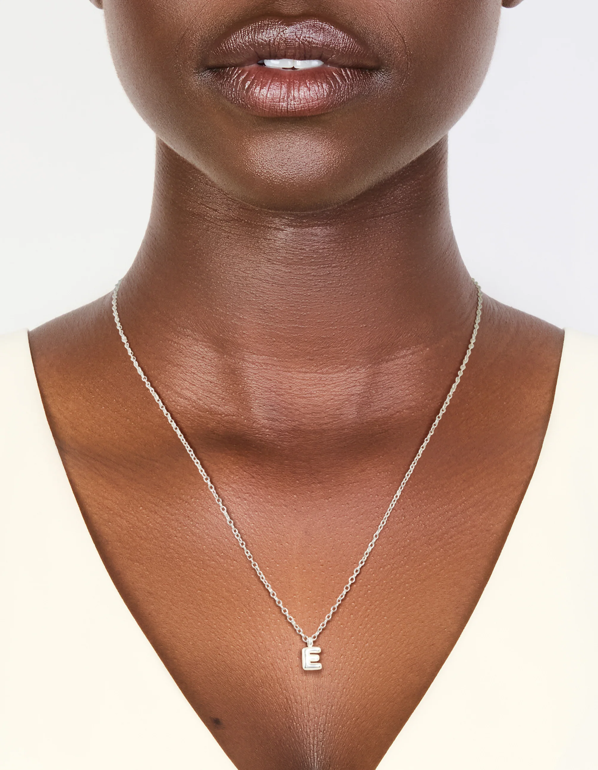 Waterproof Stainless Steel Mini Bubble Letter E Necklace - Image 2