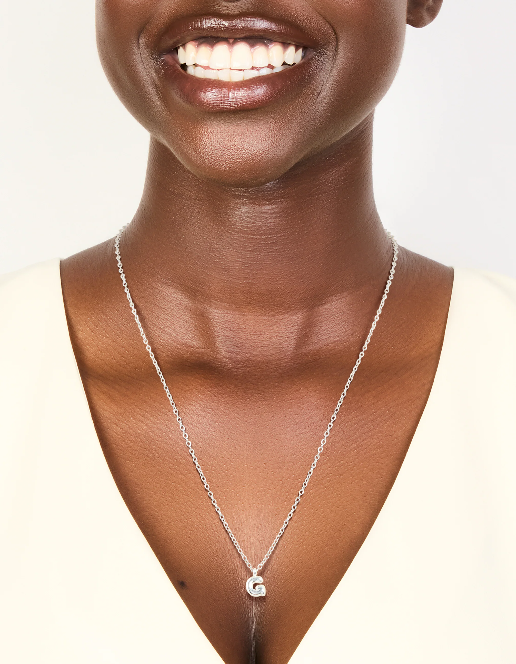Waterproof Stainless Steel Mini Bubble Letter G Necklace - Image 2